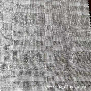 Checked Solid Colour Jacquard Line Linen Cotton Fabric